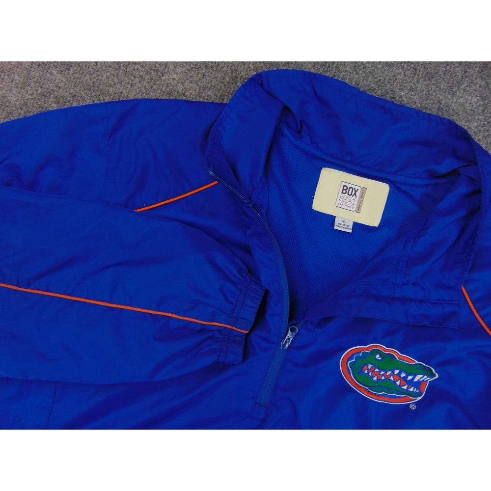 Florida Gators Jacket Mens XL 1/4 Zip Blue Windbreaker Box Seat Clothing Co